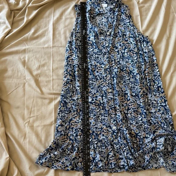 J Jill Floral Button Sleeveless Dress Navy Size X Small Petite - Picture 9 of 9